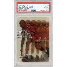 Michael Jordan 1995-96 Fleer Metal Slick Silver Card #3 PSA 9