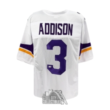Jordan Addison Autographed Minnesota Custom White Football Jersey - JSA (Purple/Gold Sleeves)