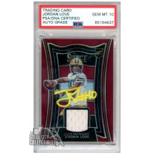 Jordan Love 2020 Panini Select Rookie Swatches Red Autograph Jersey Card #RS-JLO PSA/DNA 10 (Yellow)