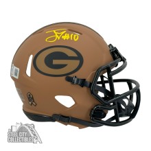 Jordan Love Autographed Green Bay 2023 Salute To Service Mini Helmet - BAS