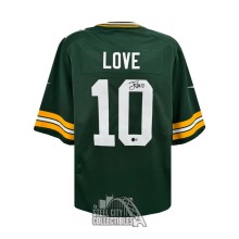 Jordan Love Autographed Green Bay Nike Green Football Jersey - BAS