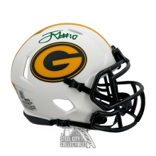 Jordan Love Autographed Green Bay Packers Lunar Eclipse Mini Football Helmet - BAS (Green Ink)