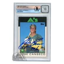 Jose Canseco 1986 Topps Traded "1st 40/40" Autograph Rookie Card XRC #20T BAS 10