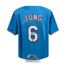 Josh Jung Autographed Texas Custom Blue Baseball Jersey - BAS