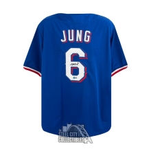 Josh Jung Autographed Texas Custom Dark Blue Baseball Jersey - BAS