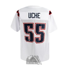 Josh Uche Autographed New England Custom White Football Jersey - BAS