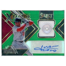 Juan Soto 2020 Panini Select X-Factor Green Autograph Button Card #XF-JS 1/5