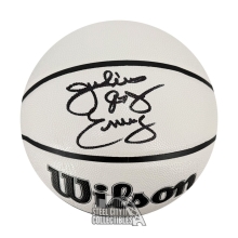 Julius Erving Dr J Autographed Wilson Canvas Basketball - JSA