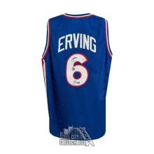Julius Erving Dr J Autographed Philadelphia Custom Blue Basketball Jersey - JSA