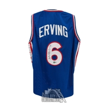 Julius Erving Autographed Philadelphia Custom Blue Basketball Jersey - BAS