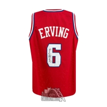 Julius Erving Dr J Autographed Philadelphia Custom Red Basketball Jersey - JSA (Signed on Side)