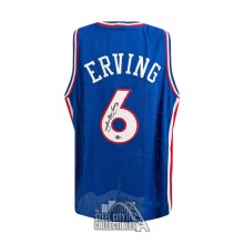 Julius Erving Autographed Philadelphia Custom Blue Basketball Jersey - BAS