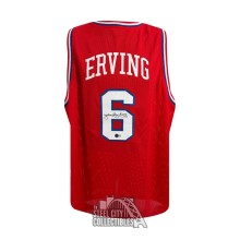 Julius Erving Autographed Philadelphia Custom Red Basketball Jersey - BAS