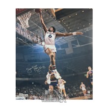 Julius Erving Autographed Philadelphia 16x20 Basketball Photo - BAS (Dunking White Jersey / Signed Left Side)