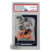 Justin Fields 2021 Panini Chronicles Playoff Momentum Autograph Rookie Card #PMR-8 PSA/DNA 10 (Orange)