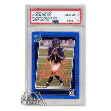 Justin Fields 2021 Panini Donruss Blue Press Proof Autograph Rookie Card #253 PSA/DNA 10 (Orange)