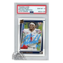 Justin Fields 2021 Panini Donruss Portrait Autograph Rookie Card #253 PSA/DNA 10 (Light Blue)