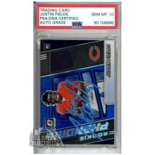 Justin Fields 2021 Panini Optic Rookie Phenoms Blue Hyper Autograph Jersey Card #RPH-4 PSA/DNA 10 (Light Blue)