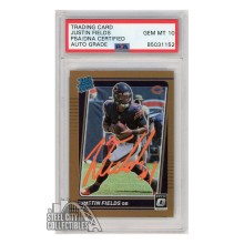 Justin Fields 2021 Panini Donruss Optic Bronze Autograph Rookie Card #204 PSA/DNA 10 (Orange)