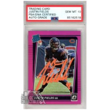 Justin Fields 2021 Panini Donruss Optic Pink Autograph Rookie Card #204 PSA/DNA 10 (Orange)