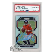 Justin Fields 2021 Panini Prizm Variation Autograph Rookie Card #V-334 PSA/DNA 10 (Light Blue)