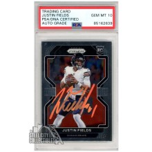 Justin Fields 2021 Panini Prizm Autograph Rookie Card #334 PSA/DNA 10 (Orange)