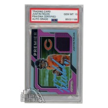 Justin Fields 2021 Panini Prizm Premier Pink Autograph Jersey Card #PJ-4 PSA/DNA 10 (Light Blue)