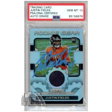Justin Fields 2021 Panini Prizm Rookie Gear Autograph Rookie Jersey Card #RG-4 PSA/DNA 10 (Light Blue)