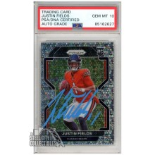 Justin Fields 2021 Panini Prizm Variation Disco Autograph Rookie Card #V-334 PSA/DNA 10 (Light Blue)