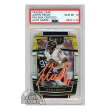 Justin Fields 2021 Panini Select Concourse Yellow Die Cut Autograph Rookie Card #50 PSA/DNA 10 (Orange)