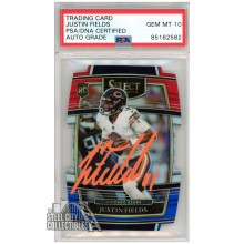 Justin Fields 2021 Panini Select Concourse Red White Blue Die-Cut Autograph Rookie Card #50 PSA/DNA 10 (Orange)