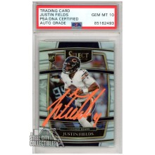 Justin Fields 2021 Panini Select Concourse Silver Autograph Rookie Card #50 PSA/DNA 10 (Orange)