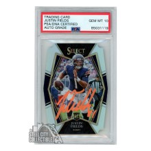 Justin Fields 2021 Panini Select Premier Level Silver Die Cut Autograph Rookie Card #150 PSA/DNA 10 (Orange)