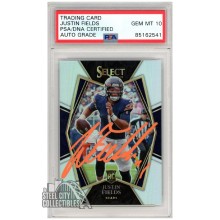 Justin Fields 2021 Panini Select Premier Level Silver Autograph Rookie Card #150 PSA/DNA 10 (Orange)