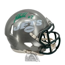 Justin Fields Autographed New York Jets Flash Mini Football Helmet - BAS