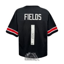 Justin Fields Autographed Ohio State Custom Black Football Jersey - BAS (White Number)