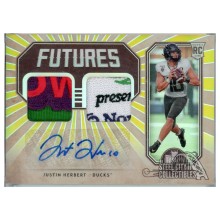 Justin Herbert 2020 Panini Legacy Gold Futures Dual Patch Autograph Rookie Card #FD-JH 7/10