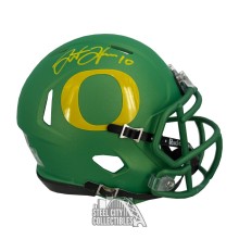 Justin Herbert Autographed Oregon Ducks Apple Green Speed Mini Football Helmet - Fanatics