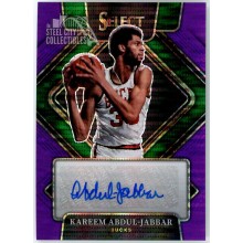 Kareem Abdul-Jabbar 2021-22 Panini Select Purple Prizm Autograph Card #SG-KAJ 13/15