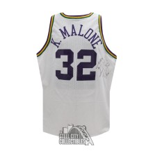 1993-1994 Karl Malone Autographed Utah Game Used Home Basketball Jersey - Dave Miedema LOA - PSA/DNA LOA