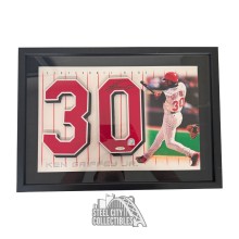 Ken Griffey Jr Autographed Cincinnati Reds Framed Jersey Numbers Piece - UDA