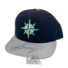 Ken Griffey Jr Autographed Seattle Mariners Navy/Silver New Era Baseball Cap Hat - BAS