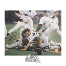 Ken Griffey Jr Autographed Seattle 16x20 Baseball Photo - BAS (Walk Off Celebration)