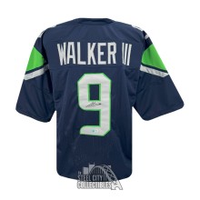 Kenneth Walker III Autographed Seattle Custom Navy Football Jersey - BAS