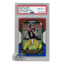 Kenny Pickett 2022 Panini Prizm Red White Blue Autograph Rookie Card #301 PSA/DNA 10 (Yellow)