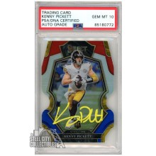 Kenny Pickett 2022 Panini Select Premier Level Red Blue Die Cut Autograph Rookie Card #182 PSA/DNA 10 (Yellow)