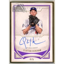 Clayton Kershaw 2019 Topps Definitive Purple Framed Autograph Card #DCFA-CK 4/5