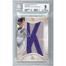 Clayton Kershaw 2018 Topps Definitive Nameplate Letter Patch Card #DVNC-CKE 1/1 BGS 9