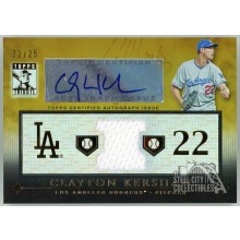 Clayton Kershaw 2010 Topps Tribute Gold Jersey Autograph Card #TAR-CK 22/25