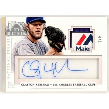 Clayton Kershaw 2014 Panini National Treasures Patch Autograph Card #20 4/5